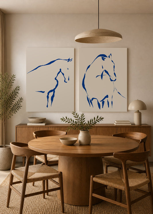 Set x2 Cuadros Decorativos Mural Sin Marco 5mm - Caballos, Amantes de los Caballos