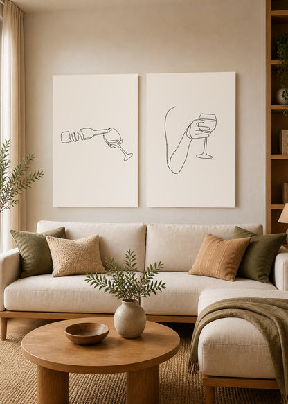 Set x2 Cuadros Decorativos Mural Sin Marco 5mm - de vinos