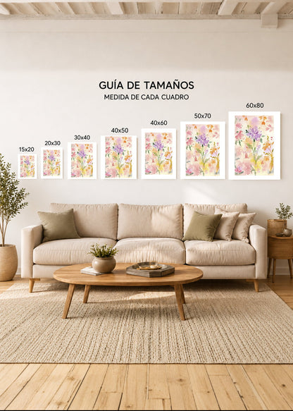 Set x2 Cuadros Decorativos Mural Sin Marco 5mm - Diseños Botánico Floral Acuarela