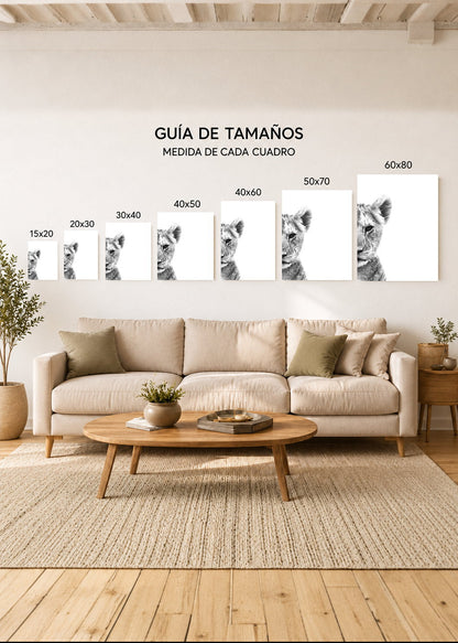 Set x2 Cuadros Decorativos Mural Sin Marco 5mm - Leones