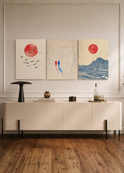 Set x3 Cuadros Decorativos Mural Sin Marco 5mm - Abstract VII