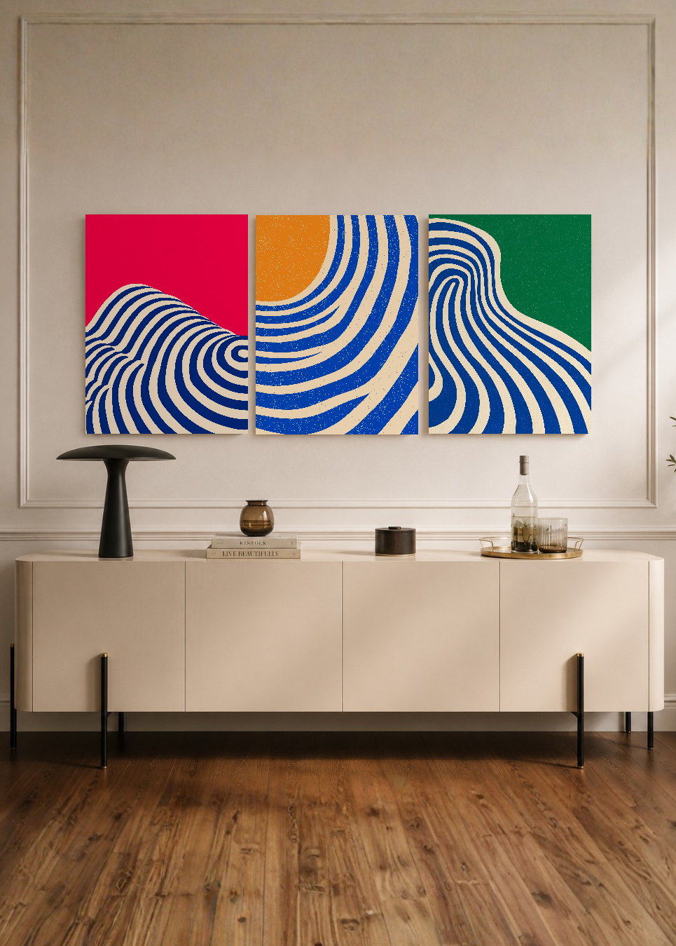 Set x3 Cuadros Decorativos Mural Sin Marco 5mm - Abstract V