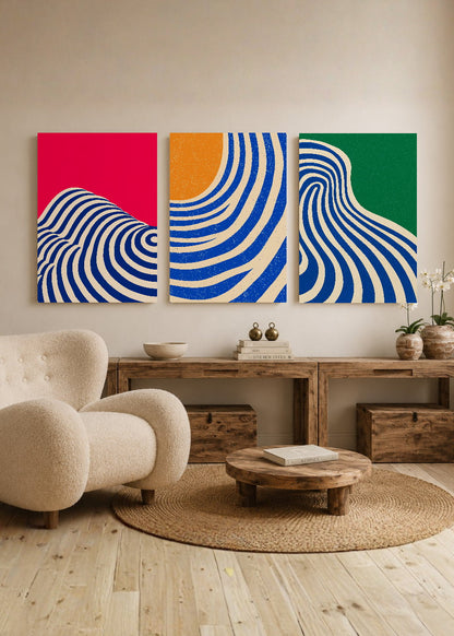 Set x3 Cuadros Decorativos Mural Sin Marco 5mm - Abstract V