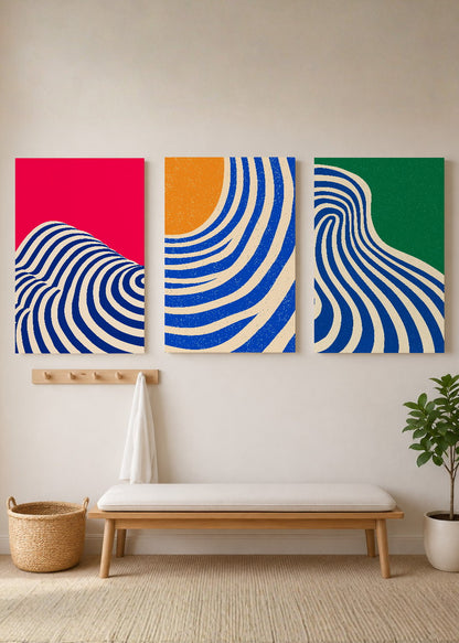 Set x3 Cuadros Decorativos Mural Sin Marco 5mm - Abstract V