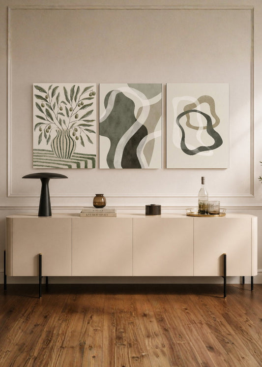 Set x3 Cuadros Decorativos Mural Sin Marco 5mm - Abstract XIX