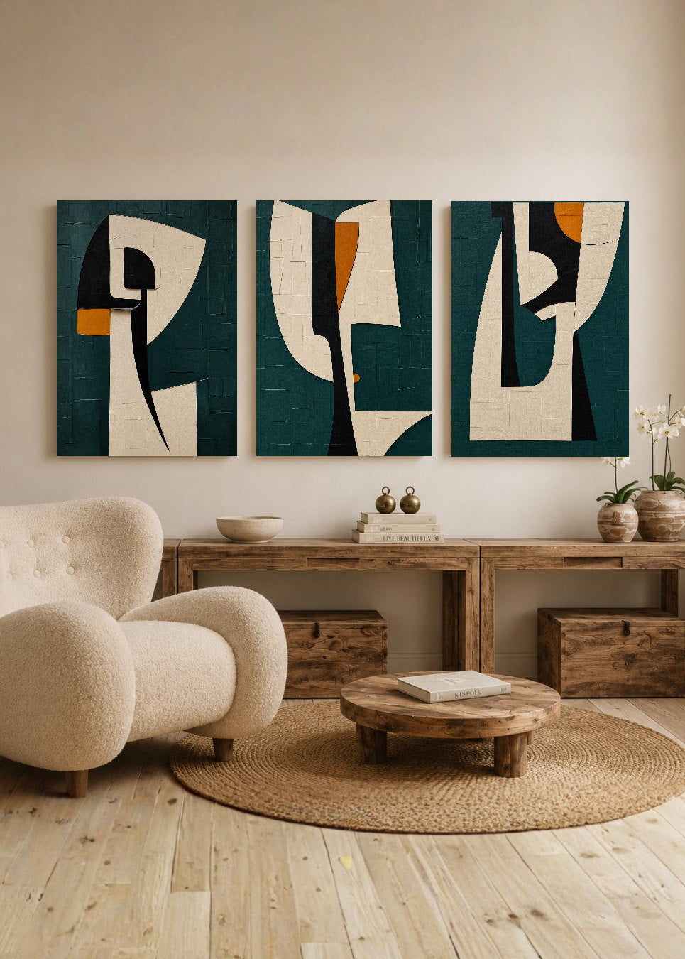 Set x3 Cuadros Decorativos Mural Sin Marco 5mm - Abstract XVI