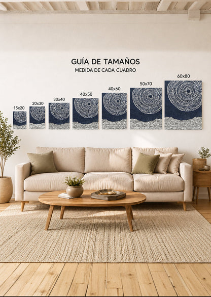 Set x3 Cuadros Decorativos Mural Sin Marco 5mm - Abstractos, Azul, Pintura