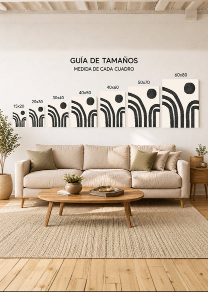 Set x3 Cuadros Decorativos Mural Sin Marco 5mm - Abstractos, Paisaje, Blanco y negro