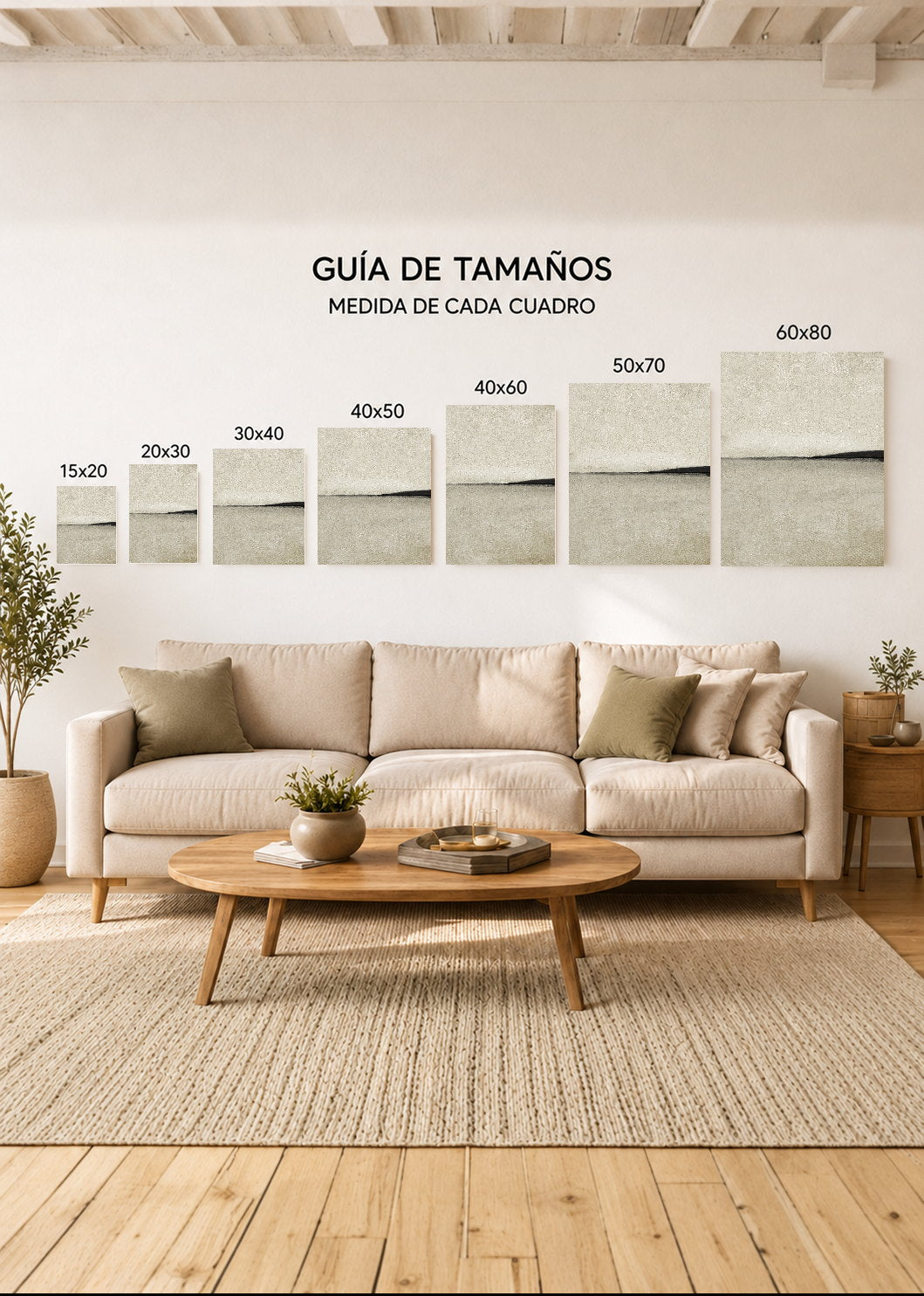 Set x3 Cuadros Decorativos Mural Sin Marco 5mm - Abstractos, pintura, negro, beige
