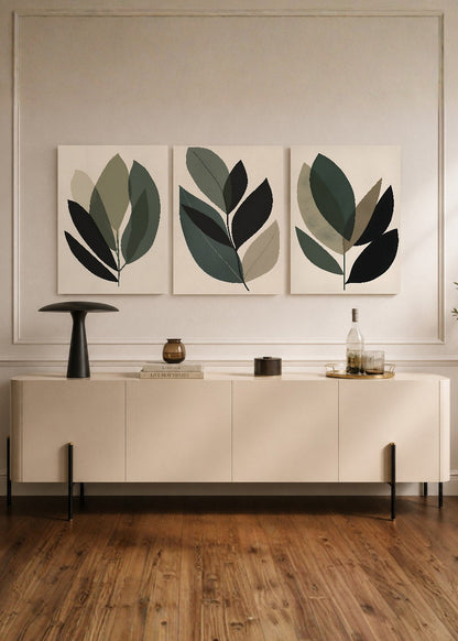Set x3 Cuadros Decorativos Mural Sin Marco 5mm - Botánicos, Plantas, Botanic Vibes VII