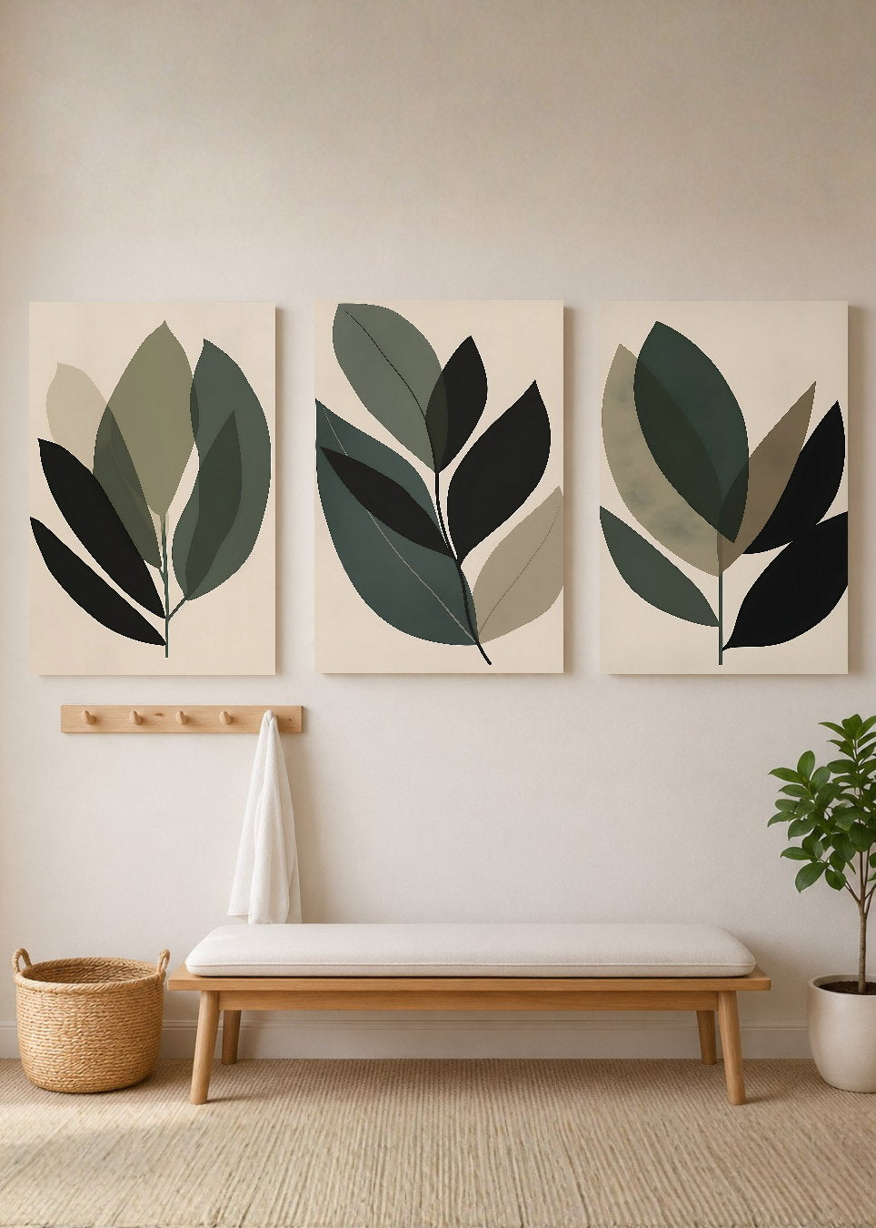 Set x3 Cuadros Decorativos Mural Sin Marco 5mm - Botánicos, Plantas, Botanic Vibes VII