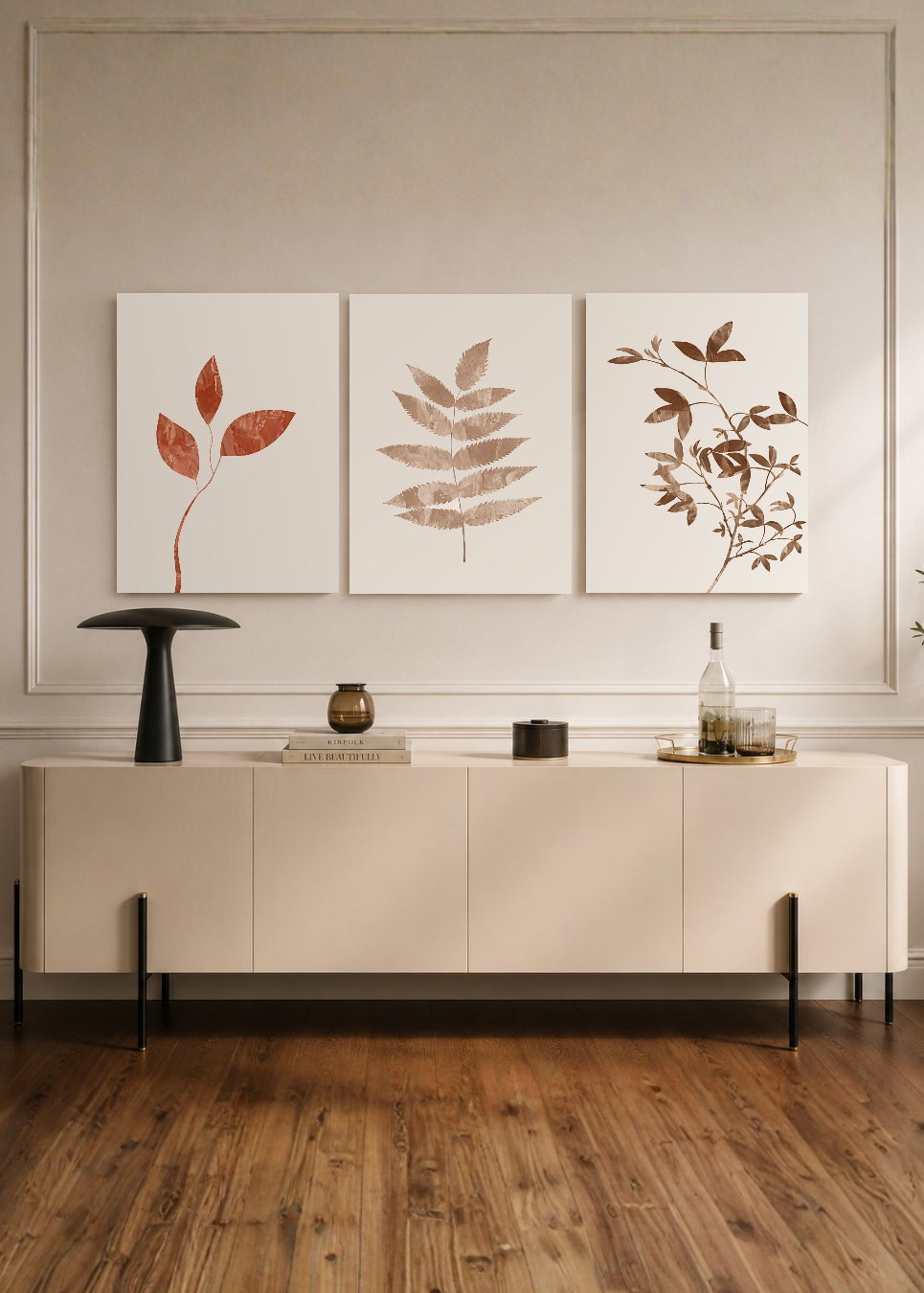 Set x3 Cuadros Decorativos Mural Sin Marco 5mm - Botánicos, Plantas, Botanic Vibes XIII