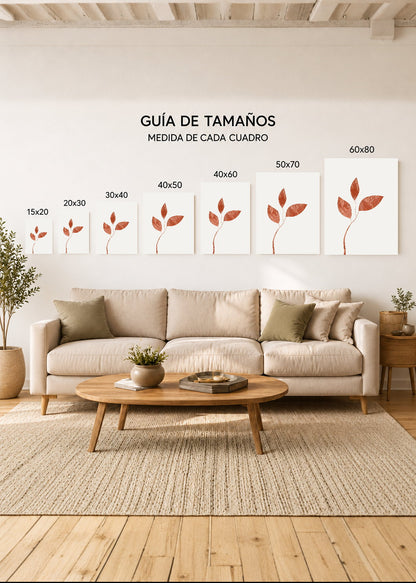 Set x3 Cuadros Decorativos Mural Sin Marco 5mm - Botánicos, Plantas, Botanic Vibes XIII