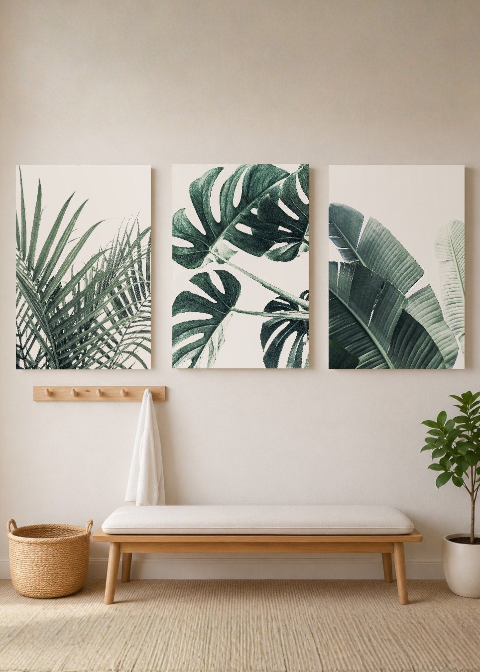 Set x3 Cuadros Decorativos Mural Sin Marco 5mm - Botánicos