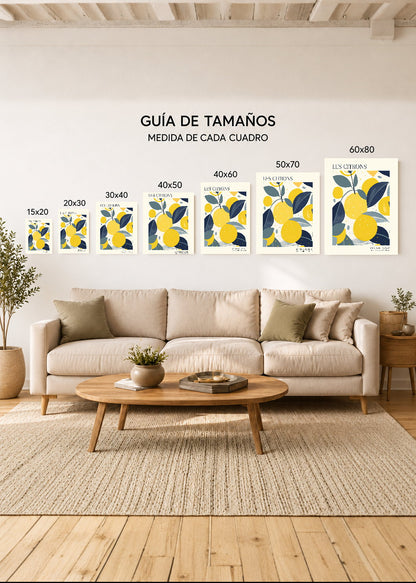 Set x3 Cuadros Decorativos Mural Sin Marco 5mm - Diseños Botánico Cítricos