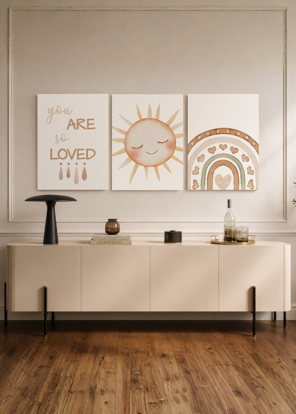 Set x3 Cuadros Decorativos Mural Sin Marco 5mm - Infantiles, Wonderland XIV
