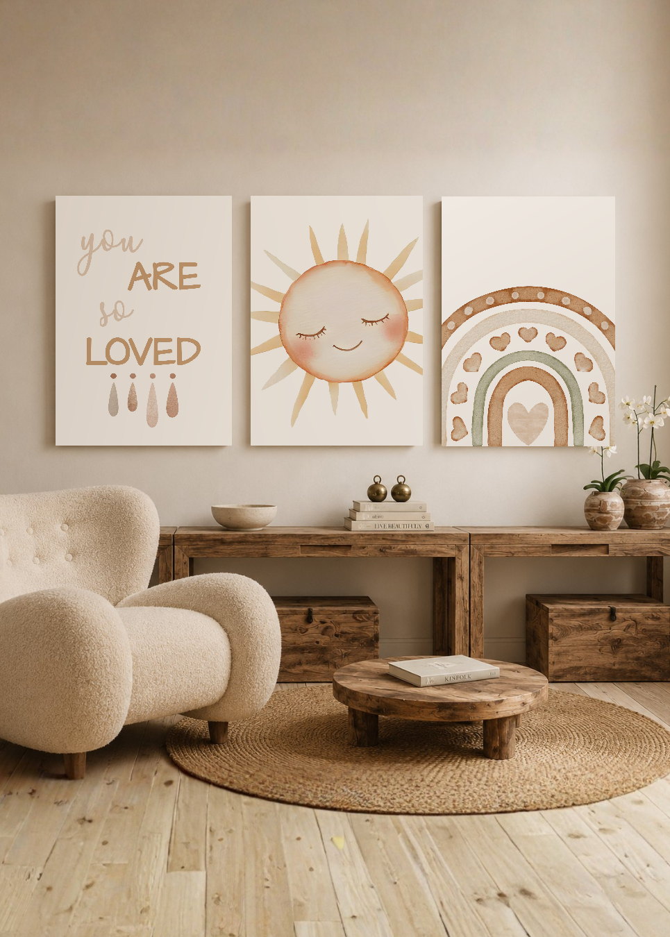 Set x3 Cuadros Decorativos Mural Sin Marco 5mm - Infantiles, Wonderland XIV
