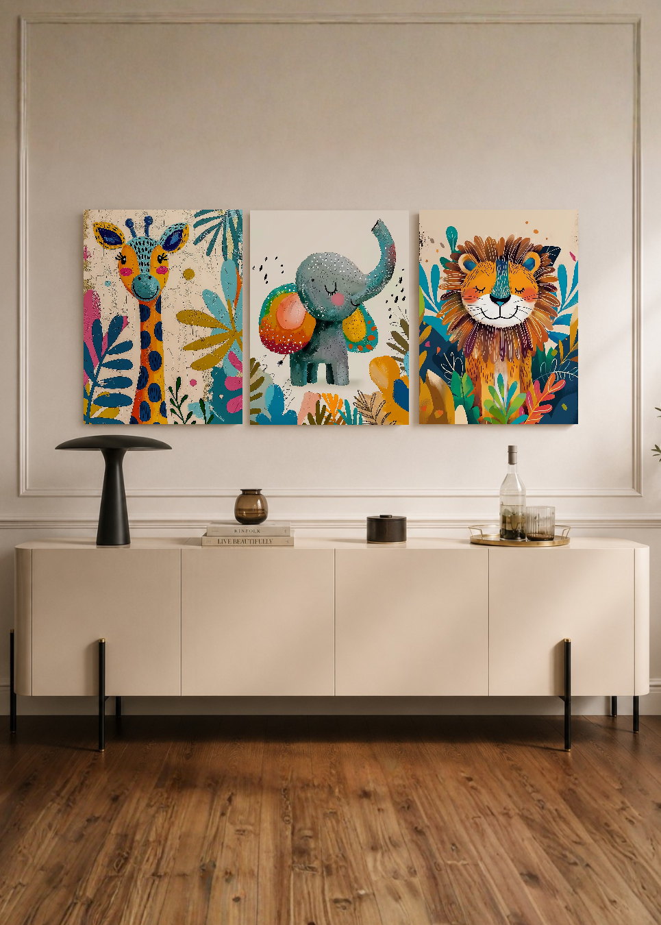 Set x3 Cuadros Decorativos Mural Sin Marco 5mm - Infantiles, Wonderland XX