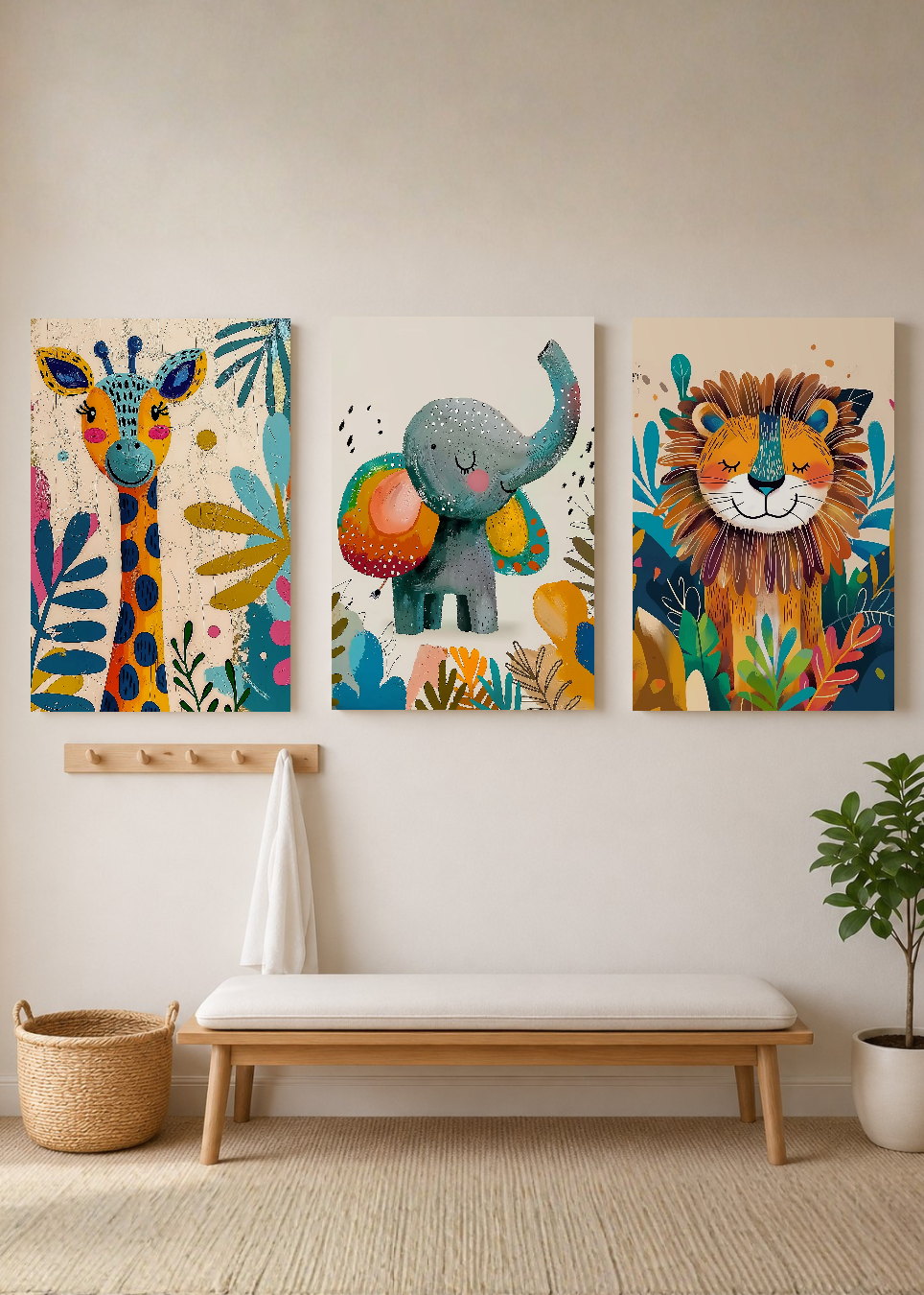 Set x3 Cuadros Decorativos Mural Sin Marco 5mm - Infantiles, Wonderland XX