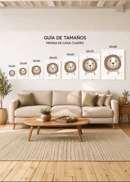 Set x3 Cuadros Decorativos Mural Sin Marco 5mm - kids, infantil, arcoiris, león, hakuna matata.