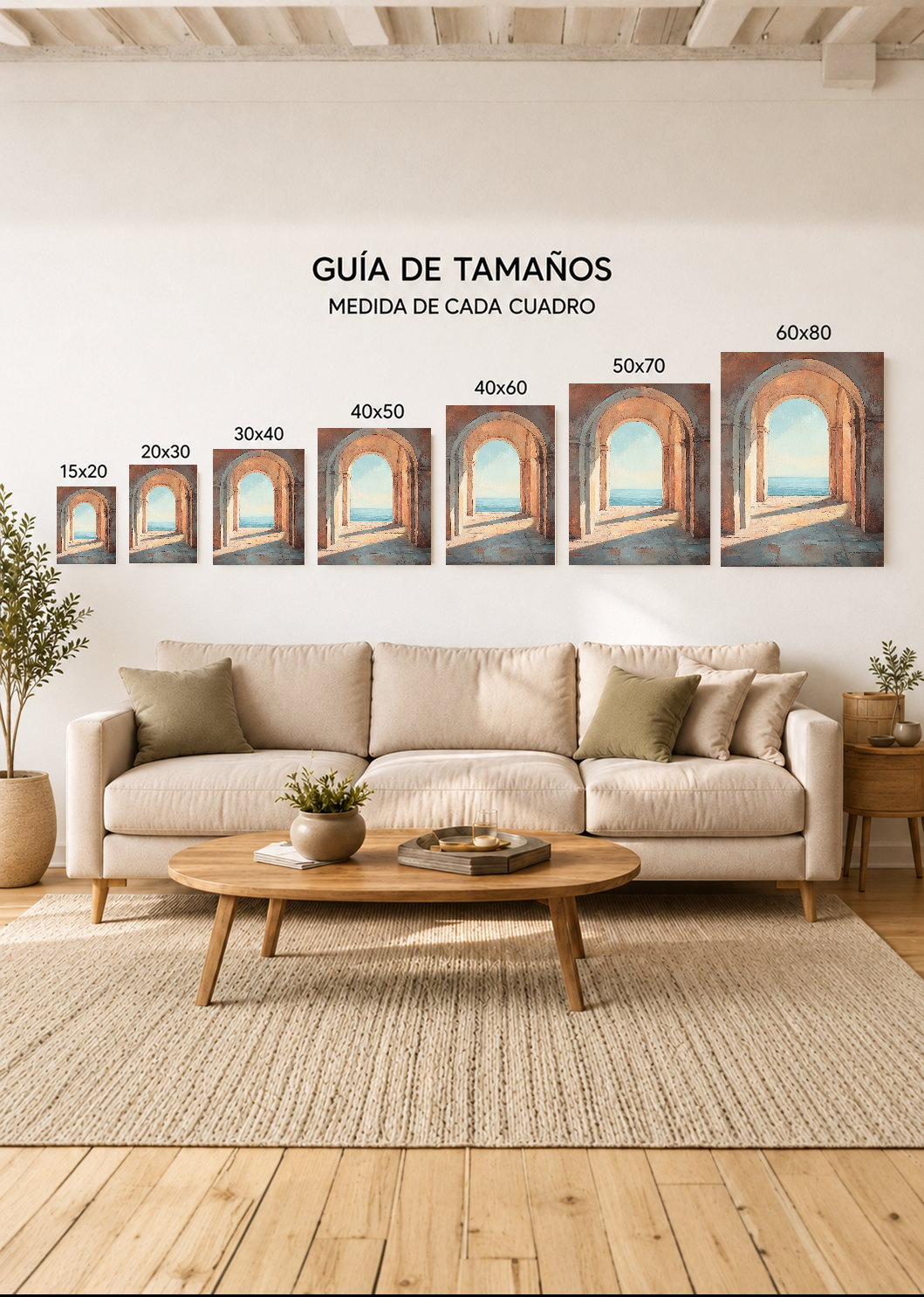 Set x3 Cuadros Decorativos Mural Sin Marco 5mm - Surf, Playa, Tabla, Olas y Arena XV