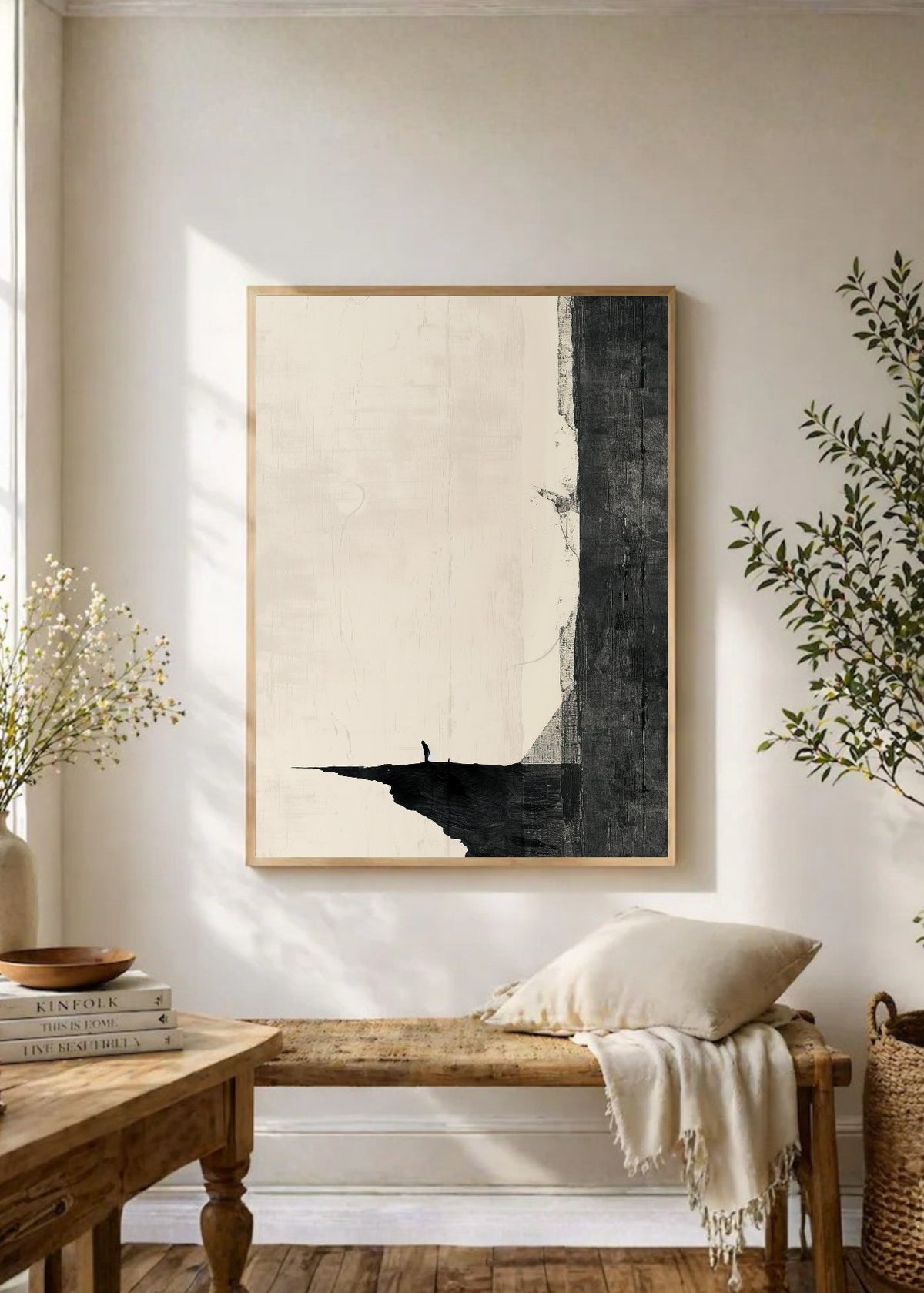 Cuadro Decorativo Abstracto, Acantilado Figura Crema