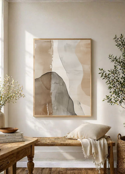 Cuadro Decorativo Abstracto, Acuarela Formas Beige