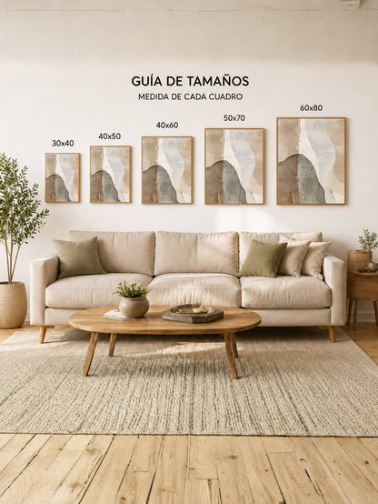 Cuadro Decorativo Abstracto, Acuarela Formas Beige