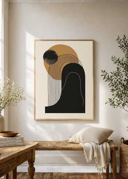 Cuadro Decorativo Abstracto, Arco Dorado Negro