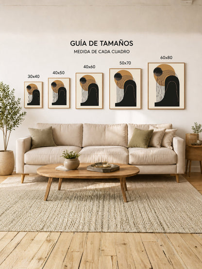 Cuadro Decorativo Abstracto, Arco Dorado Negro