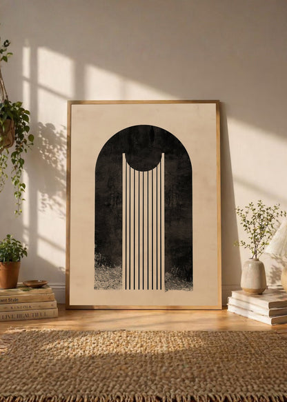 Cuadro Decorativo Abstracto, Arco Líneas Beige