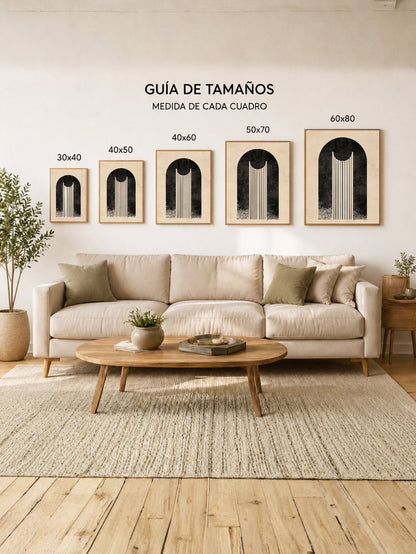 Cuadro Decorativo Abstracto, Arco Líneas Beige