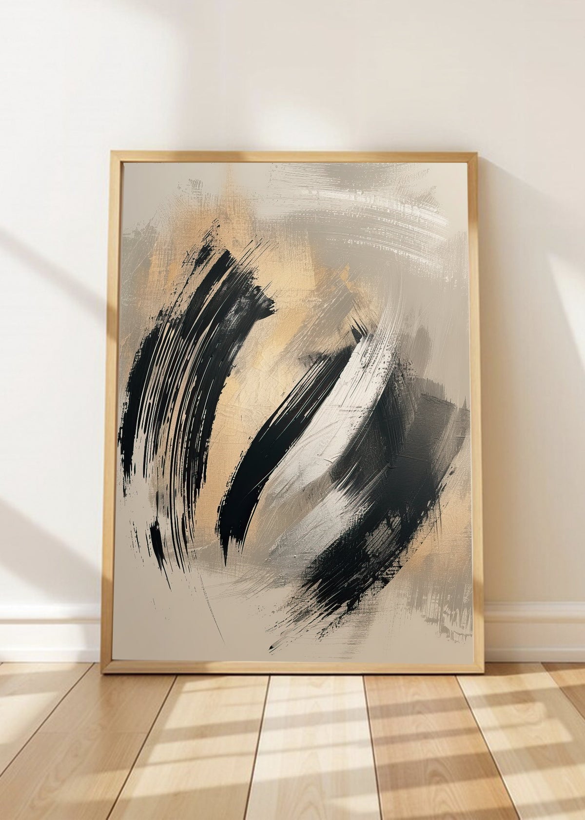Cuadro Decorativo Abstracto, Arcos Pincel Negro