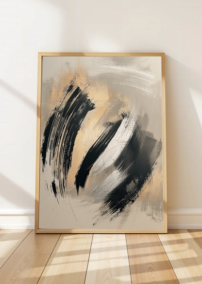 Cuadro Decorativo Abstracto, Arcos Pincel Negro