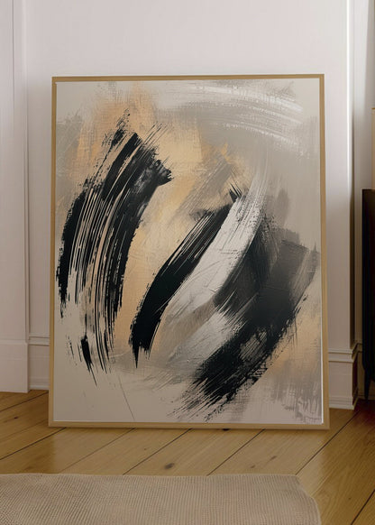 Cuadro Decorativo Abstracto, Arcos Pincel Negro