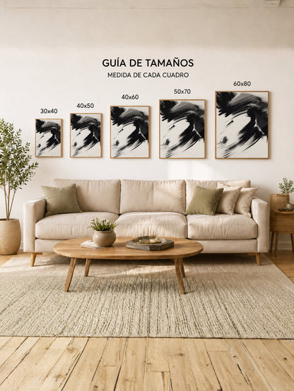 Cuadro Decorativo Abstracto, Barrido Pincel Blanco