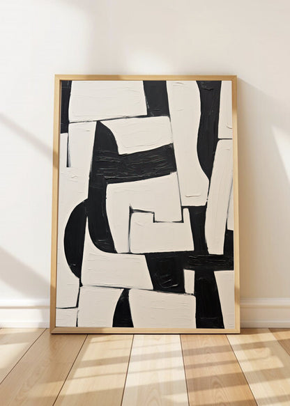 Cuadro Decorativo Abstracto, Bloques Blanco Negro