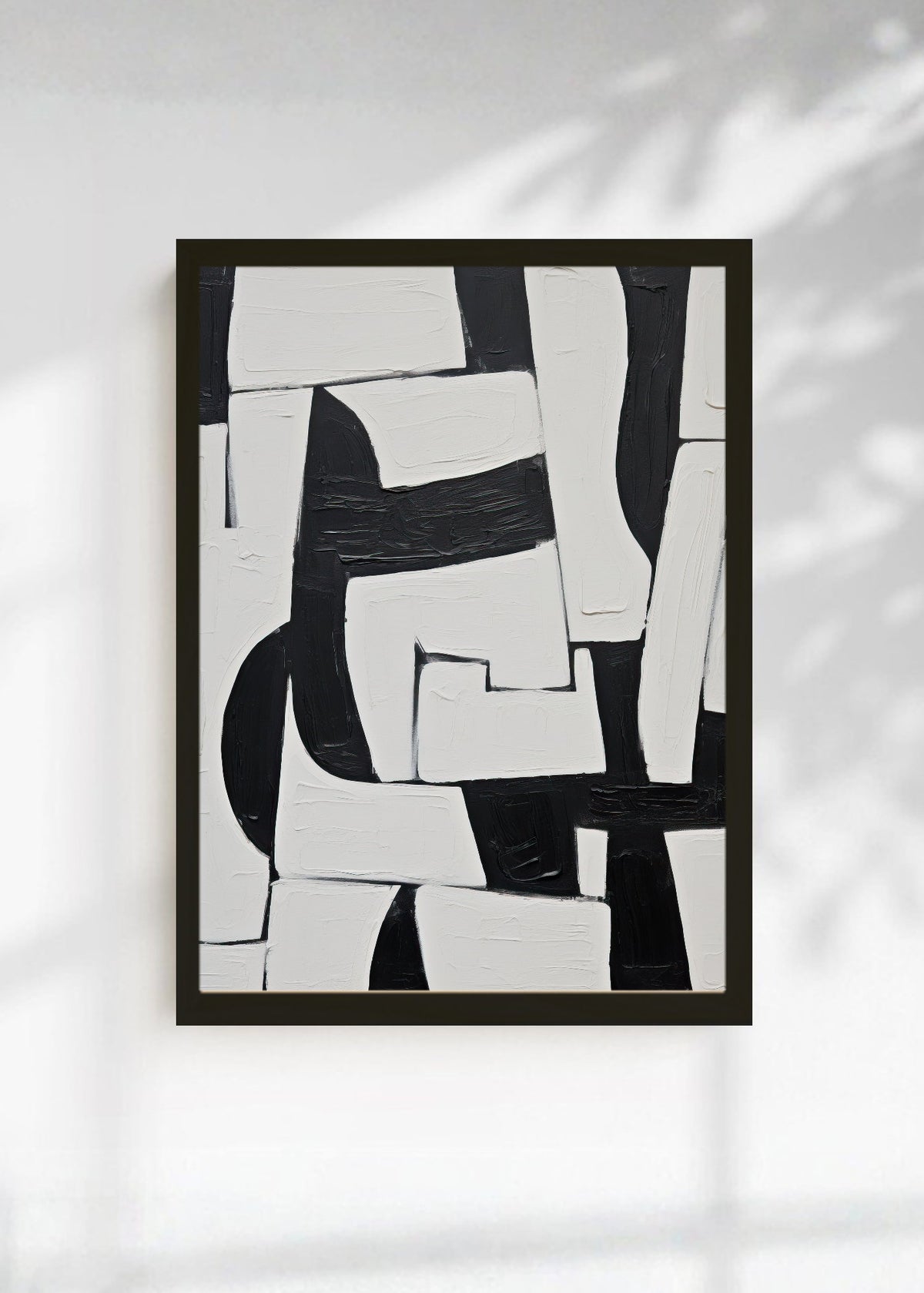 Cuadro Decorativo Abstracto, Bloques Blanco Negro
