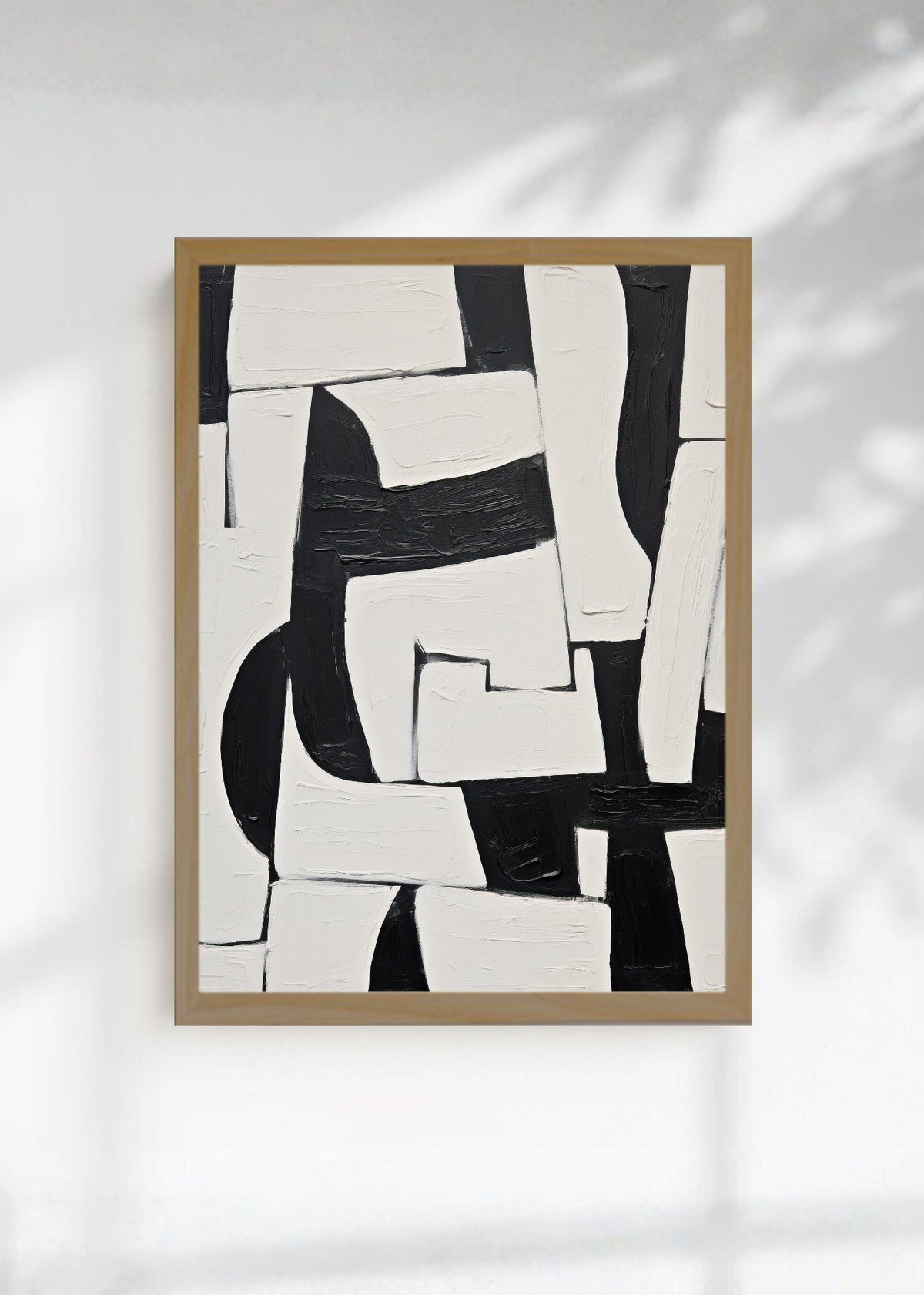 Cuadro Decorativo Abstracto, Bloques Blanco Negro