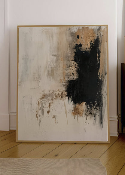Cuadro Decorativo Abstracto, Bloques Dorado Negro