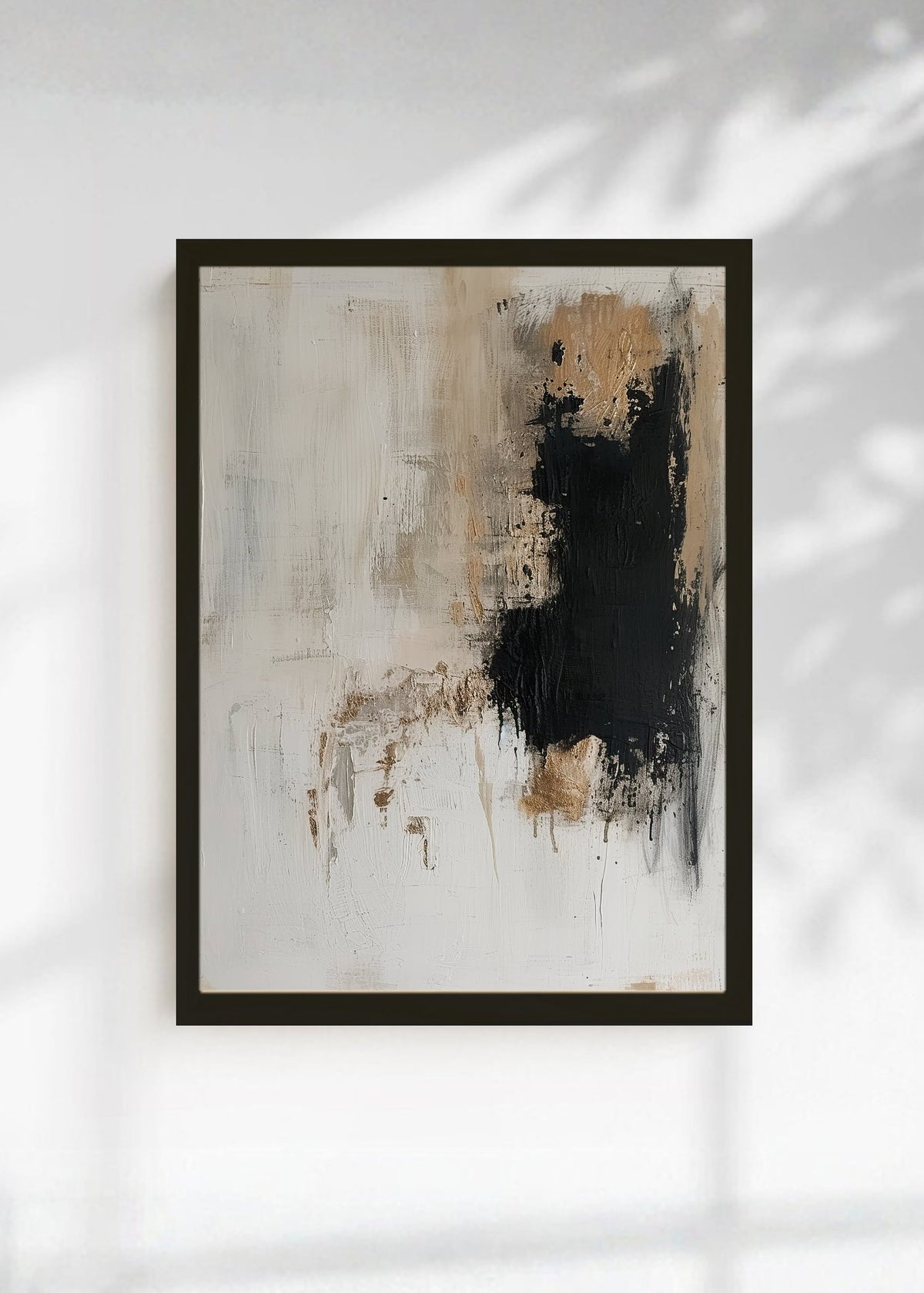 Cuadro Decorativo Abstracto, Bloques Dorado Negro