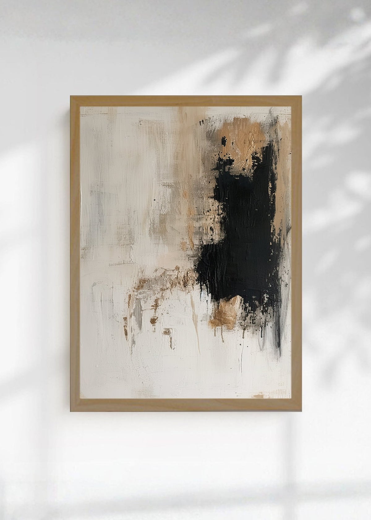 Cuadro Decorativo Abstracto, Bloques Dorado Negro
