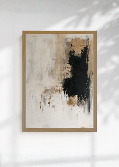 Cuadro Decorativo Abstracto, Bloques Dorado Negro