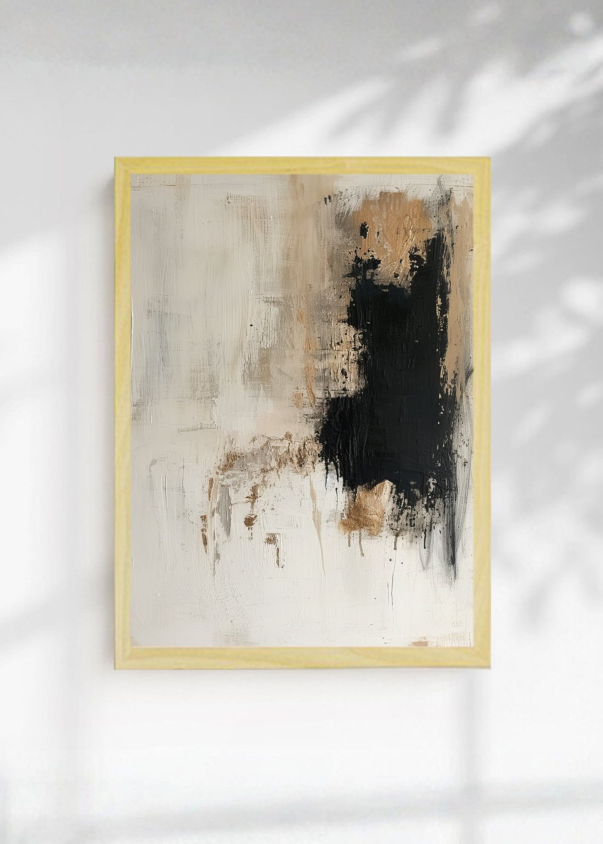 Cuadro Decorativo Abstracto, Bloques Dorado Negro
