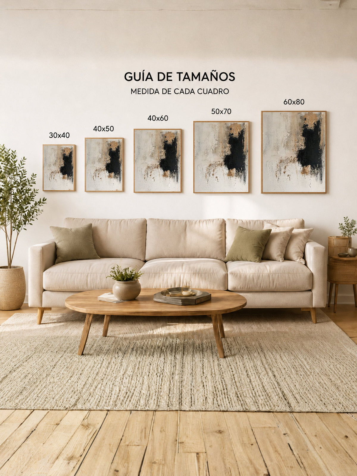 Cuadro Decorativo Abstracto, Bloques Dorado Negro