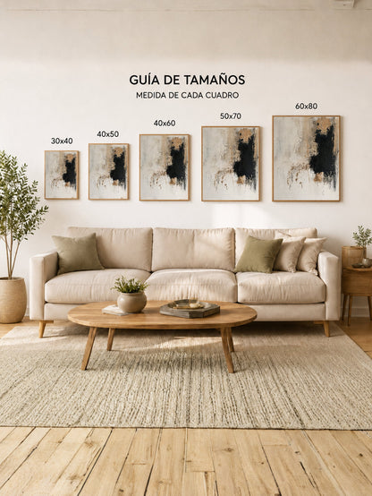Cuadro Decorativo Abstracto, Bloques Dorado Negro