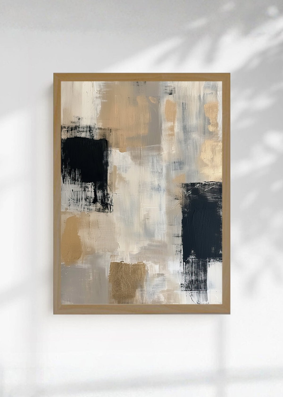 Cuadro Decorativo Abstracto, Bloques Negro Arena