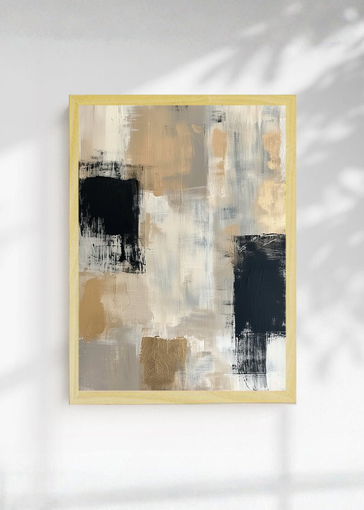 Cuadro Decorativo Abstracto, Bloques Negro Arena