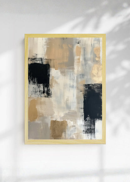 Cuadro Decorativo Abstracto, Bloques Negro Arena