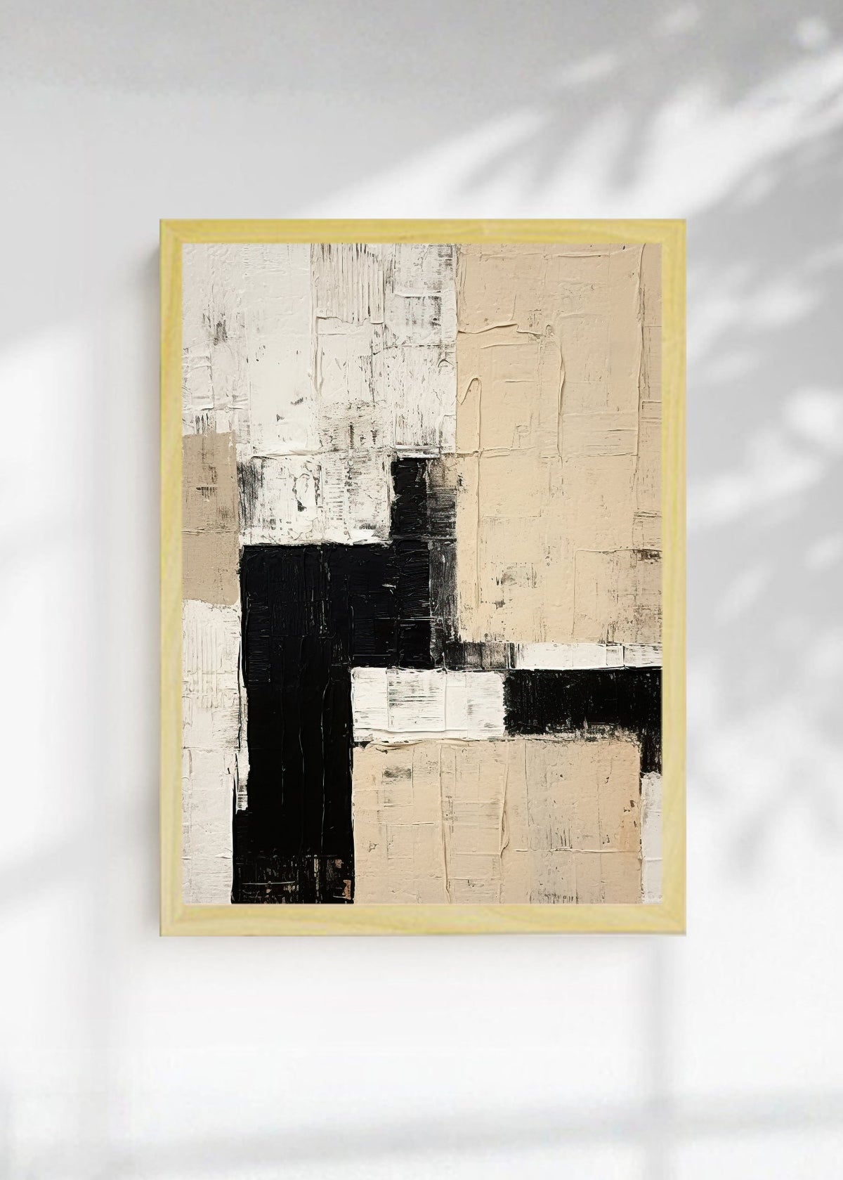 Cuadro Decorativo Abstracto, Bloques Negro Beige